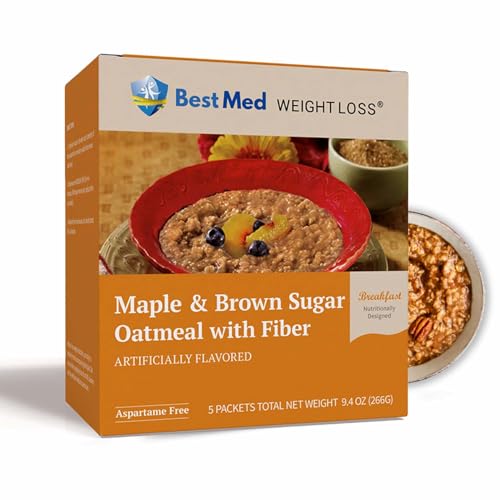 BestMed Weight Loss – High Protein 15g Oatmeal | Maple Brown Sugar | 5/Box | Diet, KETO Friendly,...