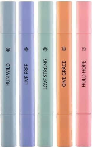 DIVERSEBEE Bible Highlighters Assorted Colors, 5 Pack No Bleed Dual Tip Aesthetic Pastel Highlighter Pens for Journaling, Note Taking, School, Bible Study Supplies and Accessories (Dawn)