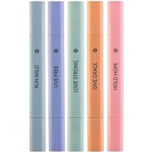DIVERSEBEE Bible Highlighters Assorted Colors, 5 Pack No Bleed Dual Tip Aesthetic Pastel Highlighter Pens for Journaling, Note Taking, School, Bible Study Supplies and Accessories Dawn