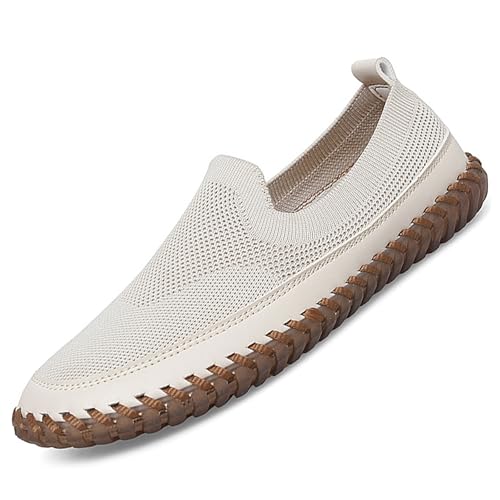 Men's Mesh Slip On Loafers Breathable Knitted Casual Walking Shoes Lightweight Soft Sole Sneakers