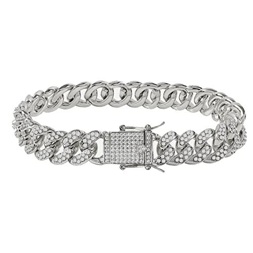 Image of Cuban Link Anklets for Women Plus Size Large Ankle Bracelets Gold Silver Rhinestone Diamond Bling Anklets Women 9 10 inch