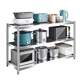 Sto rack a 3 ripiani in acciaio inox per microonde, tavolo regolabile in altezza per dispensa Utili Room o lavanderia (80 x 45 x 80 cm)