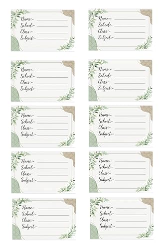 Image of School Notebook Name Labels, 3x2 Inch, Floral Design, Waterproof Self-Adhesive Student Name Tags for Books & Notebooks, Pack of 10