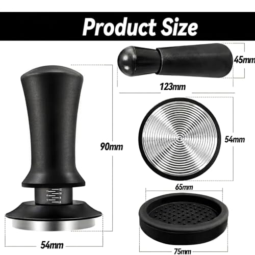 Aiyraa 54mm Espresso Barista Coffee Machine Accessory Kit with 304 Spring-Loaded Tamper, Tamping Mat, and WDT Tool - Image 2