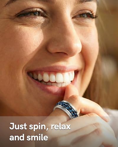 King Ring 8mm Super Spinner Ring – Premium Stainless Steel Fidget Ring for Men & Women – Silver Blue 9 - Thumbnail 5