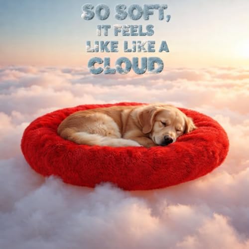 Image of ZEXSAZONE Round Donut Summer Comfortable Durable 2 in 1 and Washable Pet Bed | Cat Bed | Puppy Bed | Dog Bed | Medium Dog Bed for Cats Puppies Labrador German (Red Medium)
