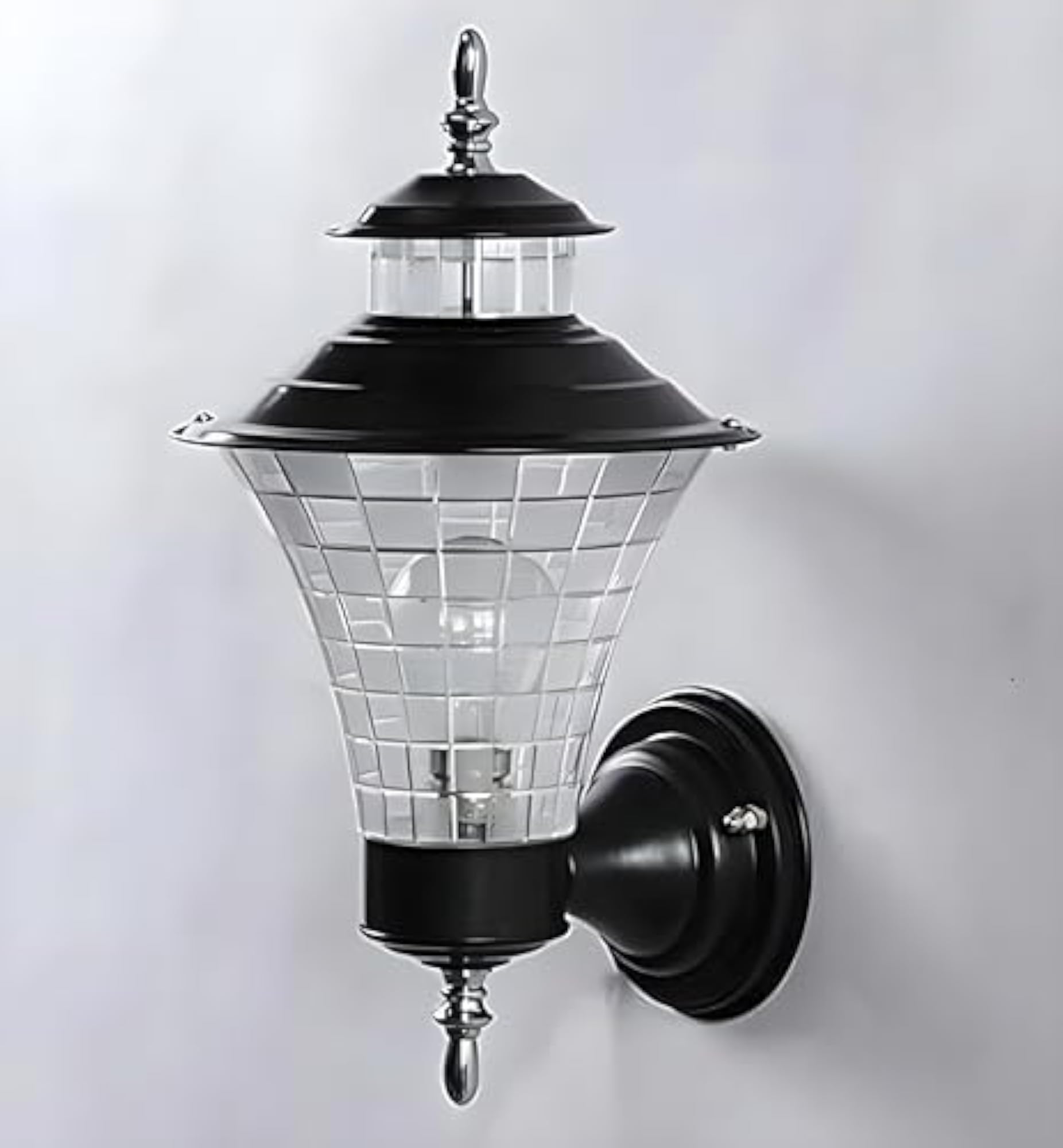 Black Metal & Glass Wall Light for Living Room