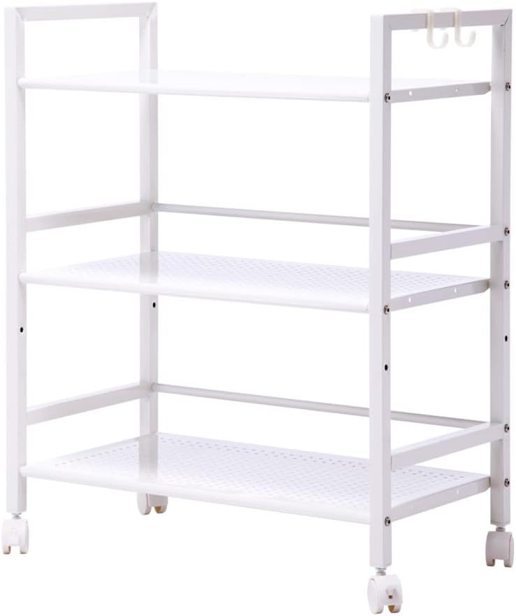 Miniatura 3 de Carrito utilitario rodante de 3 niveles, carrito de isla de cocina con ruedas, carrito de servicio de metal con ruedas, estante de utilidad, estante