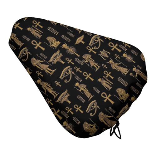 FOSKERV Fashion Bicyle Cushion Cover, Waterproof Non Slip Adjustable Bike Seat Cover for All Bicyles, Universal Bicycle Saddle Protector, Ancient Egyptian