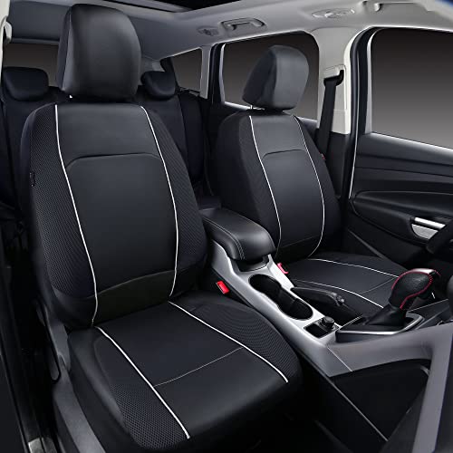 Horse Kingdom Universal Car Seat Covers Black For Men,Boys,Car, Truck Suvs, Sedans,Faux Leather With Air-Mesh Breathable Aibag Compatible (Full Black) #TOP1