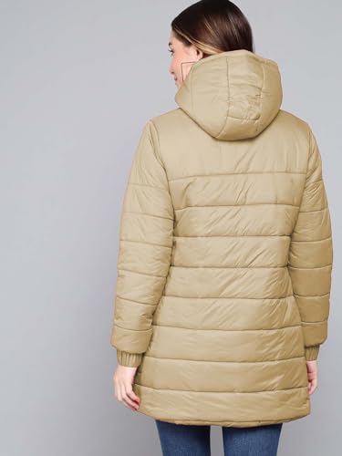 Image of KOTTY Women's Full Sleeve Zipper Fur Hooded Neck Puffer Jacket