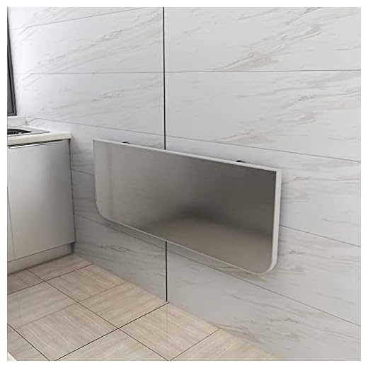 WYFZT Wall-mounted Folding Wall Table For Kitchen, Breakfast Bar Table, Small Space Drop Leaf Dining Table, Work Desk for Home Office Garage Garden Laundry Room, Stainless Steel