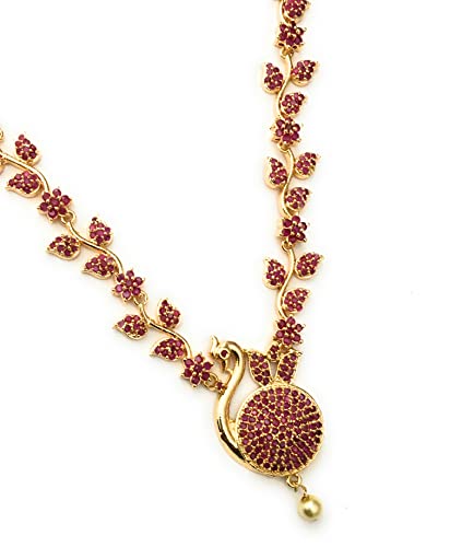 Image of Sasitrends Micro Gold Plated Peacock AD Stone Studded Jewellery Set