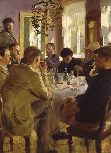 Tableau Déjeuner d'artistes Krøyer pour créer une ambiance chaleureuse dans une salle à manger