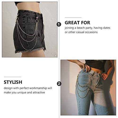 NUOBESTY Jeans Correntes Carteira Corrente Bolso Corrente Cinto Correntes Hip Hop Calça Corrente com