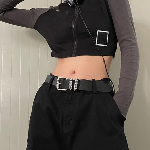 Waist Belts Ins Stylish Korean Waistbands Flower Buckle Y2K Style All-match Trouser Decoration Dress(black)2