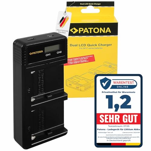 PATONA Cargador Doble LCD Compatible con Sony NP FM500H NP F970 NP F980 NP F960 NP F950 NP F930 NP F750 NP F550 NP FM30 NP FM50 NP FM70 NP FM90 NP QM51 NP QM71 NP QM91D Batería
