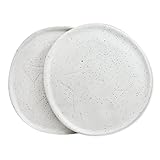 RoRo Ceramic Stoneware White Speckled Hand-Crafted Dinner Plate, 11 Inch Set of 2