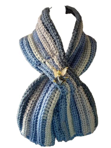 Écharpe croisée au crochet faite main avec broche ange élégante