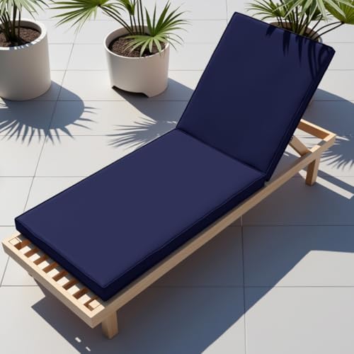 Cojín para tumbona de jardín impermeable de 203x66x10 cm acolchado para silla larga de terraza 2