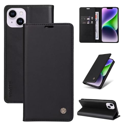 xinyunew Funda Huawei P8 Lite 2017/honor 8 Lite, Funda de Cuero Genuino, Estuche Comercial de Cuero Duradero (magnético, Plegable, con Ranura para Tarjeta) para Huawei P9 Lite 2017- Negro