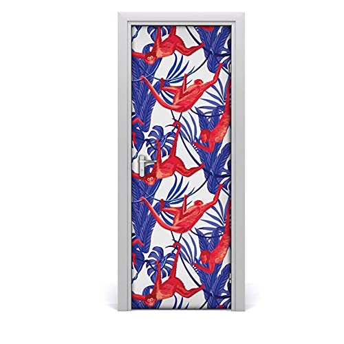 Mural autoadhesivo de puerta lavable y extraíble con estampado abstracto animal 2