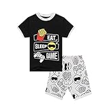 shumintaojin Kids Boys pajamas suits fashion casual eat sleep game long-sleeved short-sleeved pajamas (Short, 8-9 years)