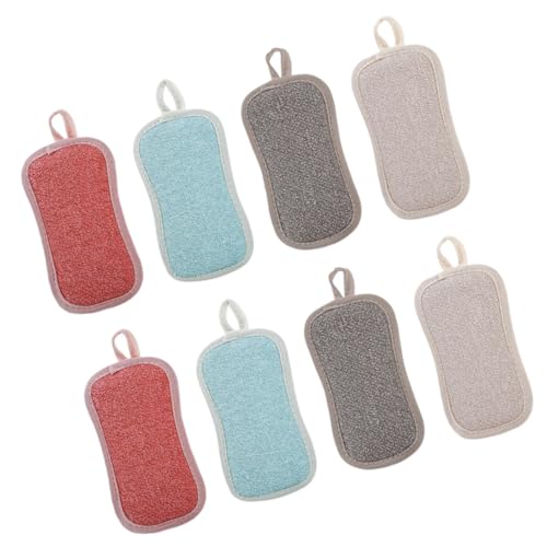 HIAKDOFT 8 Piezas Esponja de Cocina para Fregar Esponja Doble Cara para Limpieza de Platos Ollas y Sartenes Accesorios Prácticos para Cocina Colores Rojo Azul Gris y Beige