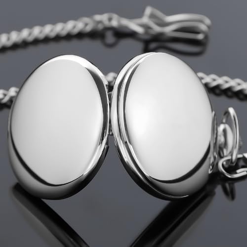 Image of Tiong Smooth Pocket Watches Quartz Arabic Numerals Men Pocket Watch with Chain&Box