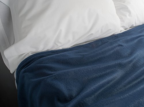 J&M Home Fashions Luxury Solid Fleece Blanket Throw, Full/Queen 90x90, Ultra Soft Cozy Warm Plush Fuzzy for Bed, Couch, Sofa, Camping, Beach-Dark Blue