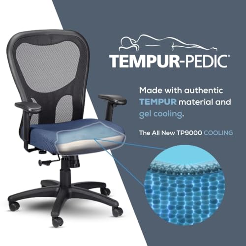 Image of Tempur-Pedic TP9000C Mesh Swivel Task Chair with Tempur Material, Cooling Gel Layer, Adjustable Armrests, and Lumbar Support, Beige