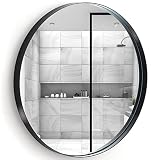 KAIREY Black Round Mirror 20 Inch Metal Framed Circle Wall Mirrors for Bathroom Entryway Living Room