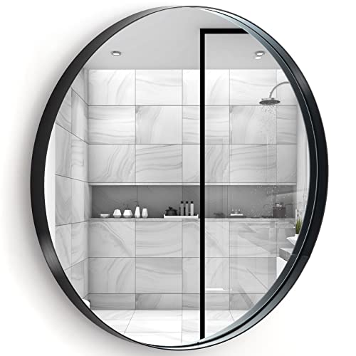 Kairey Black Round Mirror 20 Inch Metal Framed Circle Wall Mirrors For Bathroom Entryway Living Room #TOP4