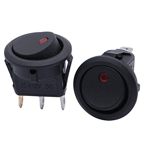 Mxuteuk KCD2-102N-R 12Pcs 12V Lighted Round Rocker Switch Toggle Switch Red Led Spst On-Off Switch 20A thumb #4