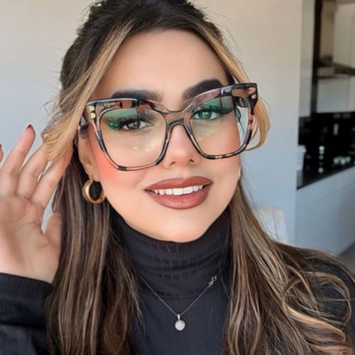 Image of Zeelool Cat Eye Eyeglasses Frame for Women Men Non-prescription Clear Lens ZWA953631-02 Pink-Tortoise