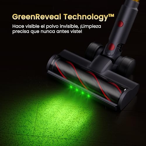 ISWEEPR X7 Aspiradora sin Cable 55Kpa/600W/80Min, Aspiradora Escoba sin Cable con Pantalla LED, Sensor de Polvo, Cepillo Verde Antienredos, Ideal para Suelos/Alfombras/Pelos de Mascotas - imagen 6