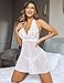 Avidlove Women Halter Lace Babydoll Mesh Sexy Lingerie Set Nightwear, Small, White Fba