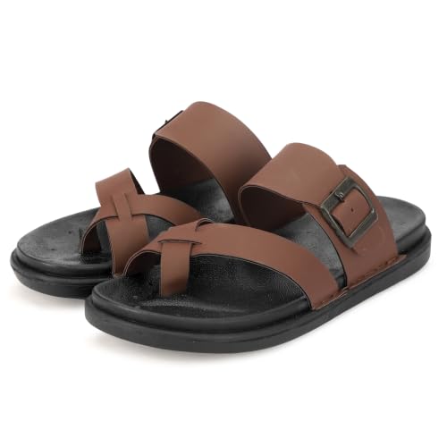 Image of KRISMO Men's Rich Quality|Perfect Style|Ultalightweight Synthetic Leather Buckle Sandal