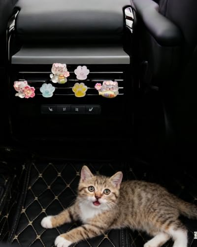 Image of Cute Cat Air Freshener Vent Clips, 6Pcs Cat Paw Decorative Vent Clips, Car Air Conditioner Clip Automotive Interior Decoration for Cars【Fragrance-Free Aromatherapy Tablets, Add Your Own Scent】
