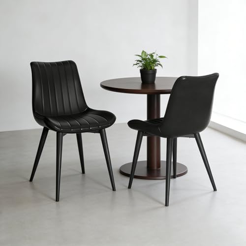 JMGJOY Chaises de Salle à Manger Lot de 2, Chaise de Cuisine Assise rembourrée en Similicuir Pieds en métal, Rétro, Max. 130 kg pour Salle à Manger Salon...