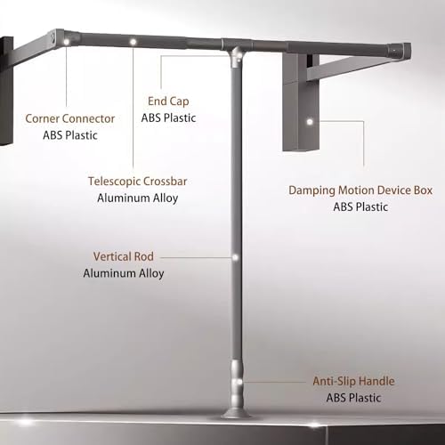 Adjustable Pull Down Closet Rod Organizer, Side-Mounted Wardrobe Lift Rail, Soft Close Garment Rack, 44 lbs Capacity, Space-Saving Storage Solution for Easy Access