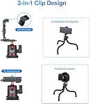 ULANZI Téléphone Tripod, Mini Support de trépied pour appareil photo flexible avec porte-téléphone caché w Cold Shoe Mount, vis 1/4'' pour bras magique, universel pour iPhone17/17Air/17Pro/17ProMax XS Max X Samsung Canon Sony