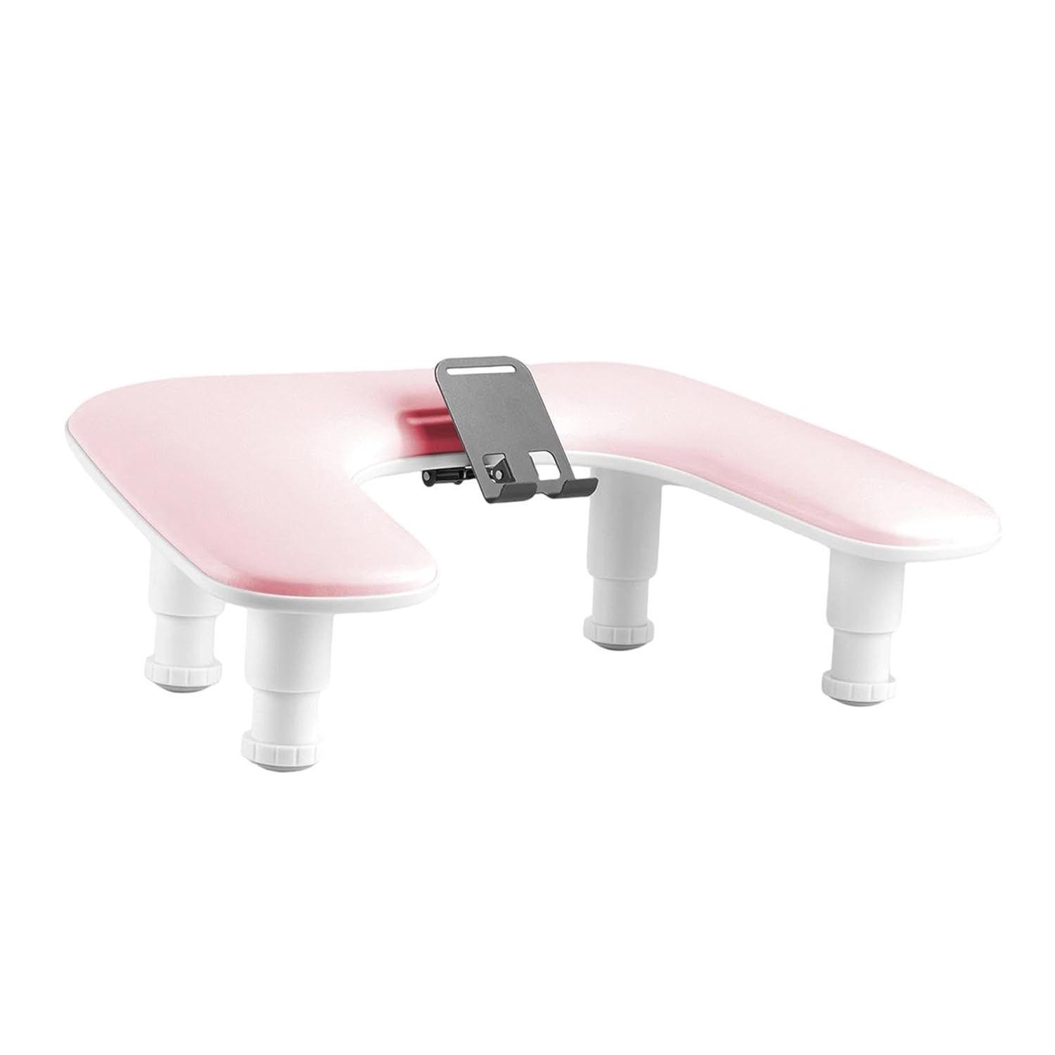 Ergonomic Manicure And Nail Armrest with Mobile Phone Holder, Faux Leather, Professional, for Home And, Pink