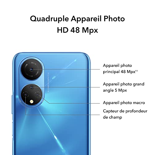 HONOR X7 Telephone Portable Débloqué, Smartphone Android 11, Batterie 5000mAh Charge rapide 22,5W, Écran FullView 6,74" 90Hz, Quad caméra 48MP, 4 + 128Go, Snapdragon 680, Double SIM, Argent