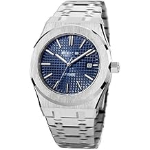 FEICE Mens Watches Automatic Stainless Steel Waterproof Date Analog Mechanical Watch Business Wrist Watches for Men Luminous Sport Watch 42MM Case FF019 Blue