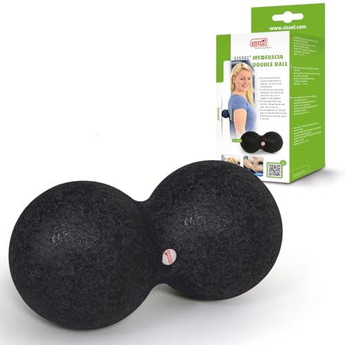Sissel Myofascia Double Ball 8 cm schwarz | Faszienball zur gezielten Massage | Massageball für Füße & Rücken | Triggerball für tiefes Gewebe | Therapieball zur Regeneration | Massagekugel