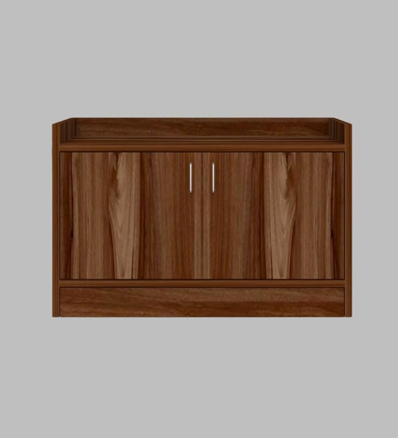 Image of SPECIALITY PANELS 2 Door Shoe Rack with Cushion | 2 Door Shoe Cabinet with Storage Bench | Shoe Organizer for Entryway Home Living Room | 75 x 49 x 37.5 cm Storage | DIY Assembly | Walnut Brown Finish