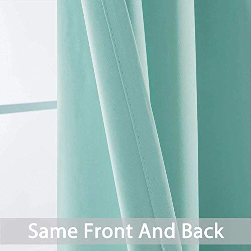 Yakamok 36 Inch Blackout Curtains Panels with Grommets, Aqua Room Darkening Thermal Insulated Window Drapes for Living Room/Bedroom, W52 x L36, Aqua, 2 Panels
