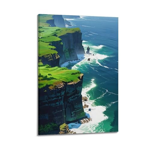Toile falaises côtières JIDUHON : décoration esthétique de 40x60 cm pour chambre