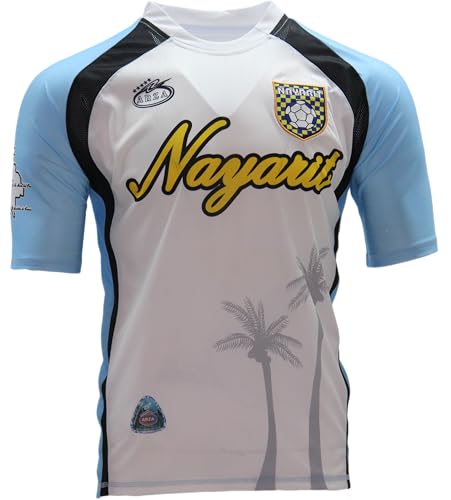 ARZA Nayarit Mexico Soccer Jersey Color White and Blue Design (Large)